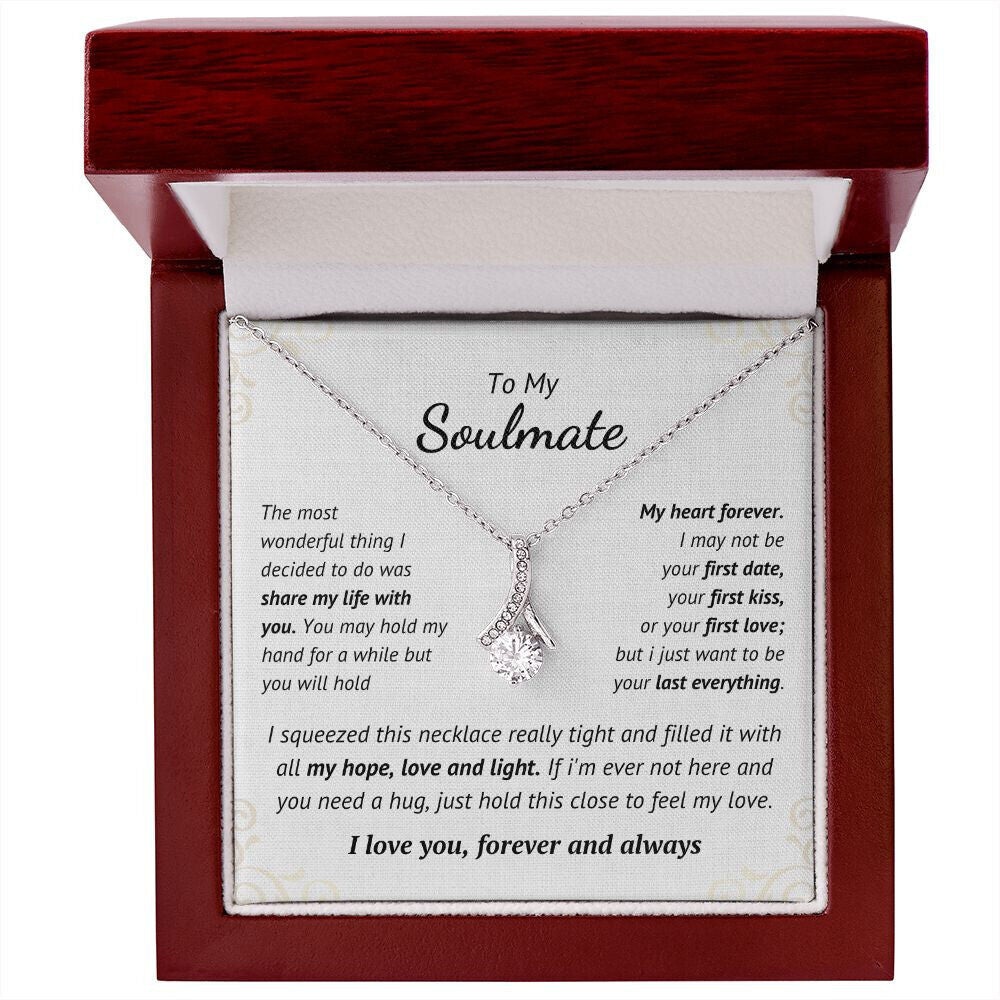 To Soulmate Necklace Gift for Girlfriend Wife Birthday Valentines Day Christmas