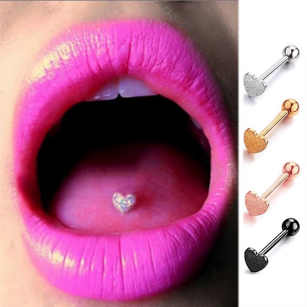 Tongue Bar Heart Surgical Steel Barbell Body Piercing Body Stud Ring No Piercing Lip Nipple Eyebrow Lobe Rings Body Jewelry New