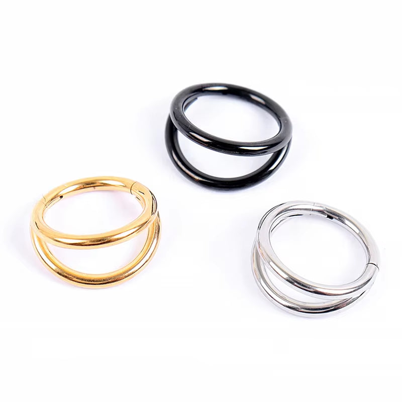 Nose Rings Hoops Double Septum Rings Cartilage Hoop Earring Piercing Nariz Open Stacked Hoop Nose Rings for Women and Men