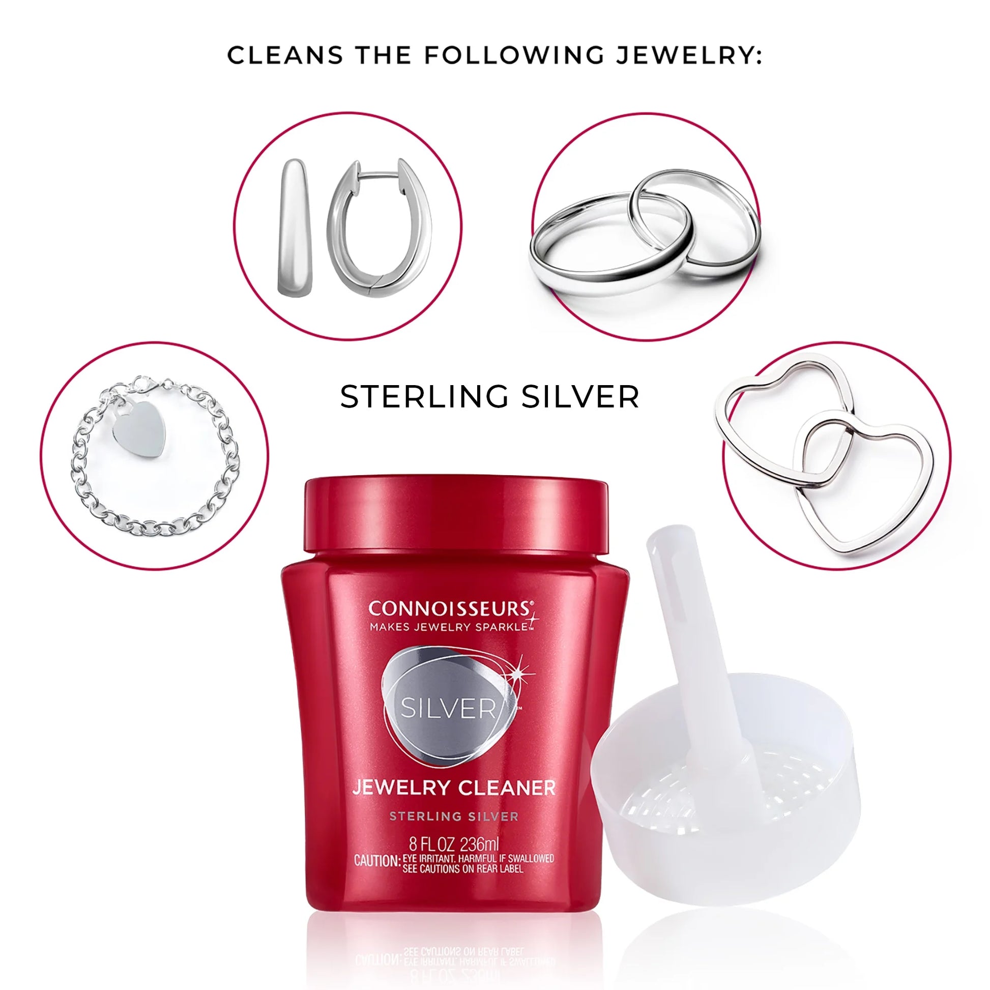 Silver Jewelry Cleaner, Liquid Dip Jewelry Cleaner in Red Jar