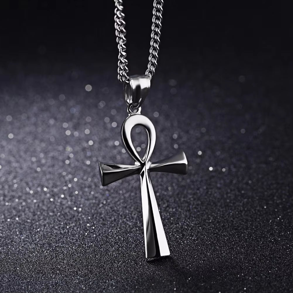 Religion Egyptian Ankh Crucifix Necklaces Cross Pendent Stainless Steel Symbol of Life Cross Necklaces Jewelry Gifts