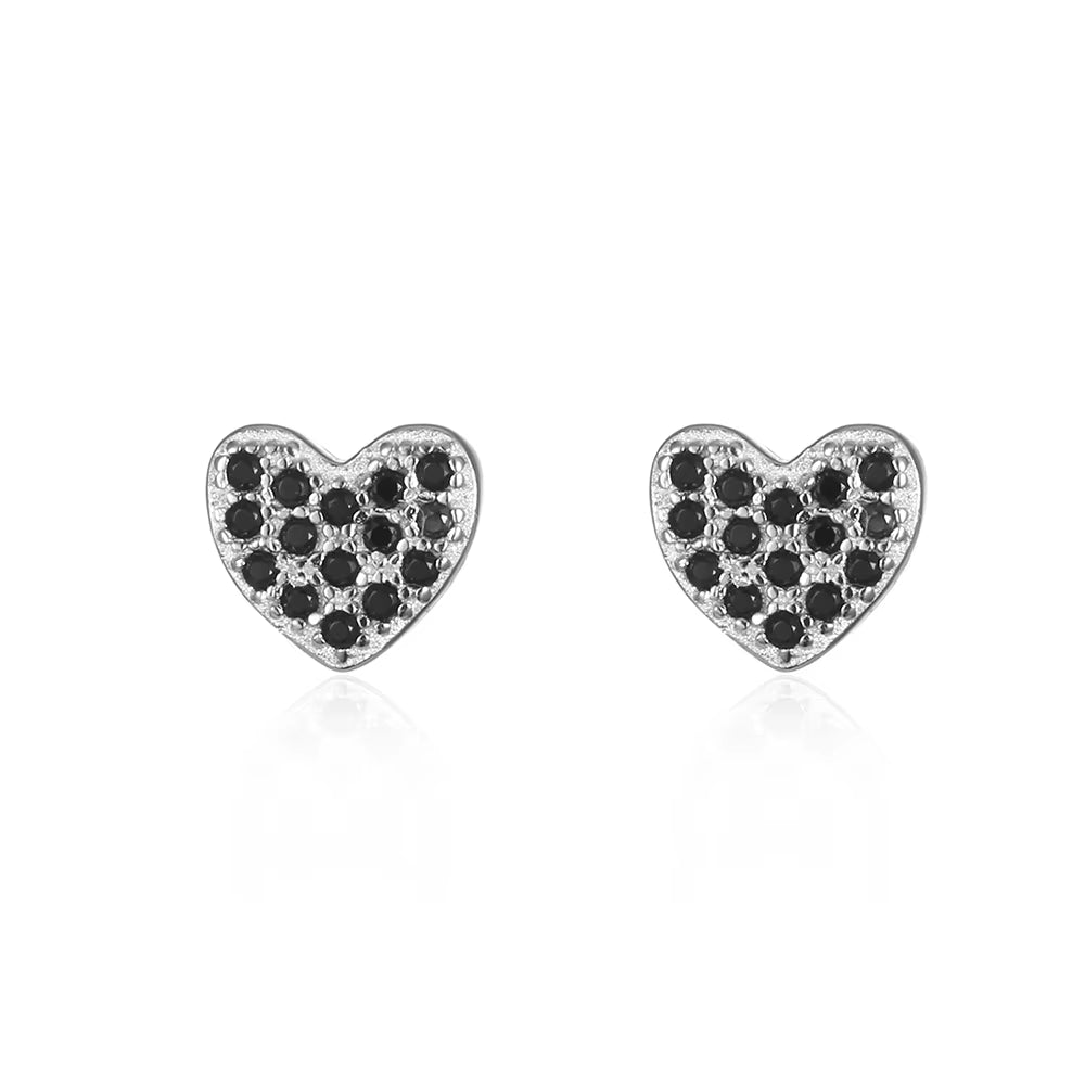 925 Sterling Silver Women'S Hearts Stud Earrings with Cubic Zirconia Korea Fashion Jewelry for Girls Small Cute Shiny Ear Rings