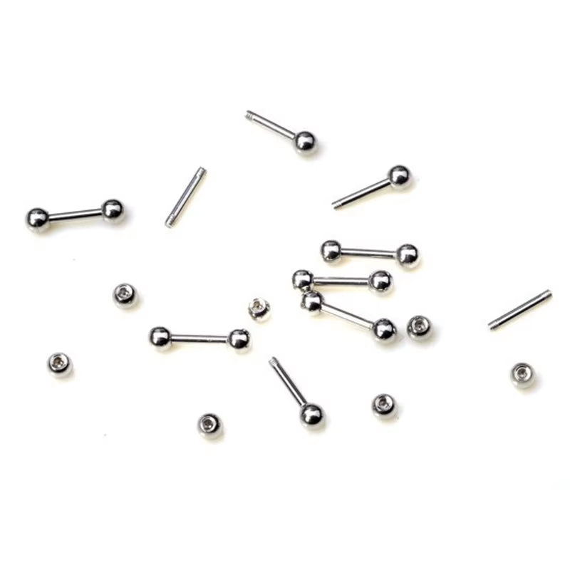 20 Pcs/Lot Stainless Steel Tongue Ear Rings Bars Barbell for Woman Man Unisex Body Piercing Jewelry Wholesale