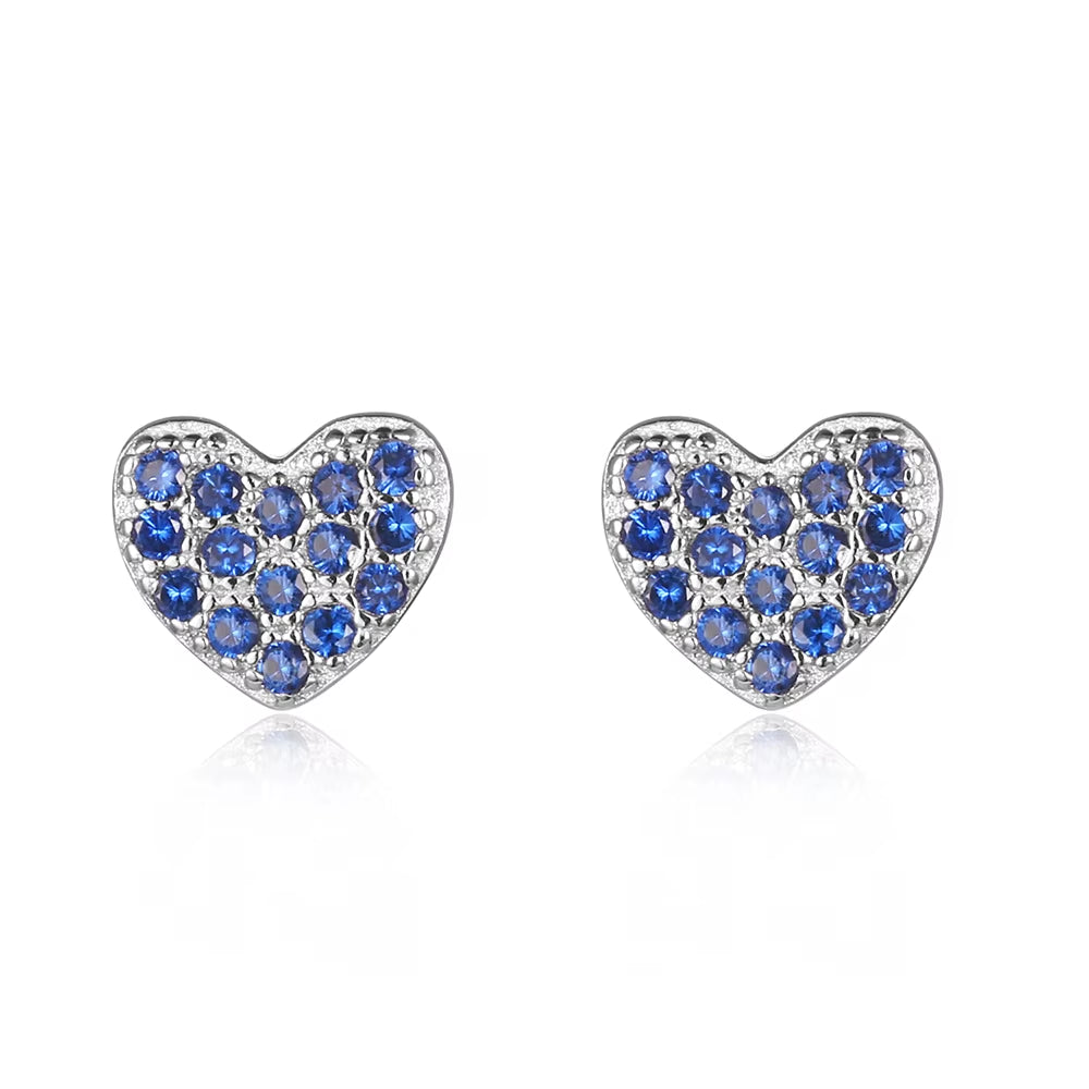 925 Sterling Silver Women'S Hearts Stud Earrings with Cubic Zirconia Korea Fashion Jewelry for Girls Small Cute Shiny Ear Rings