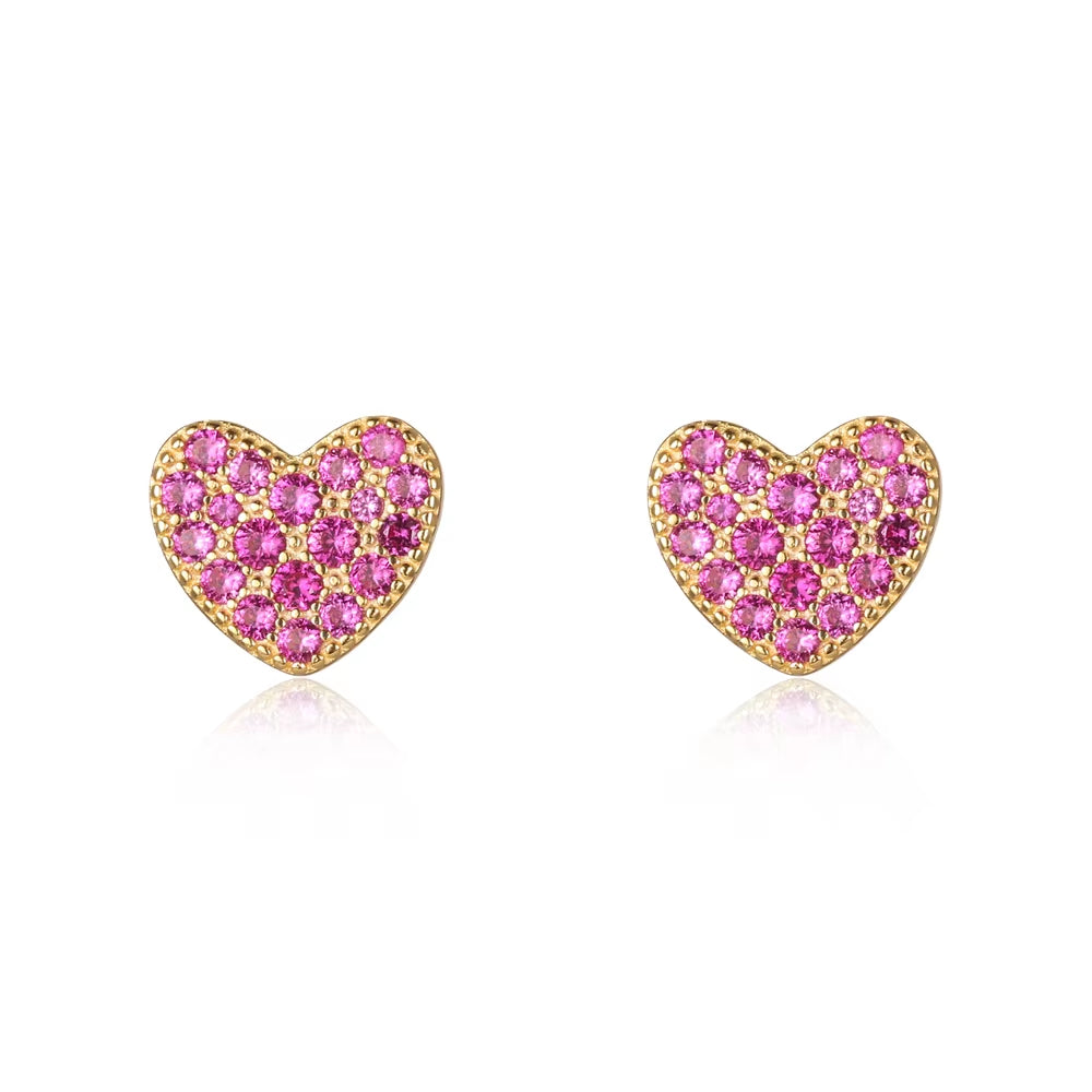 925 Sterling Silver Women'S Hearts Stud Earrings with Cubic Zirconia Korea Fashion Jewelry for Girls Small Cute Shiny Ear Rings