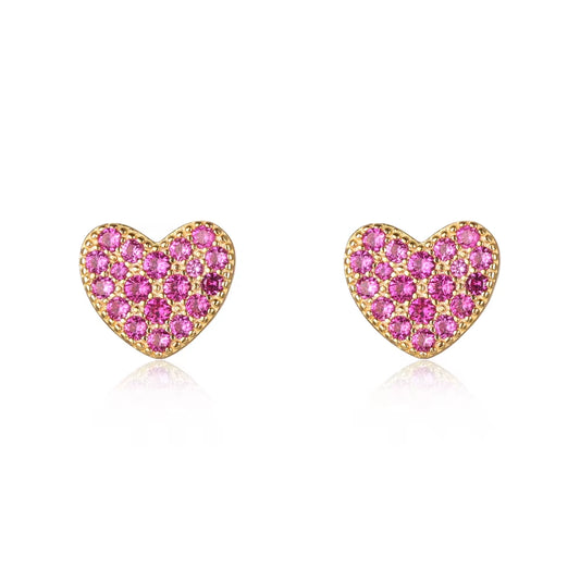 925 Sterling Silver Women'S Hearts Stud Earrings with Cubic Zirconia Korea Fashion Jewelry for Girls Small Cute Shiny Ear Rings